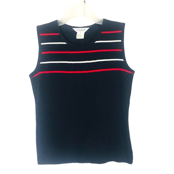 Exclusively Misook Navy Tank Top-Striped